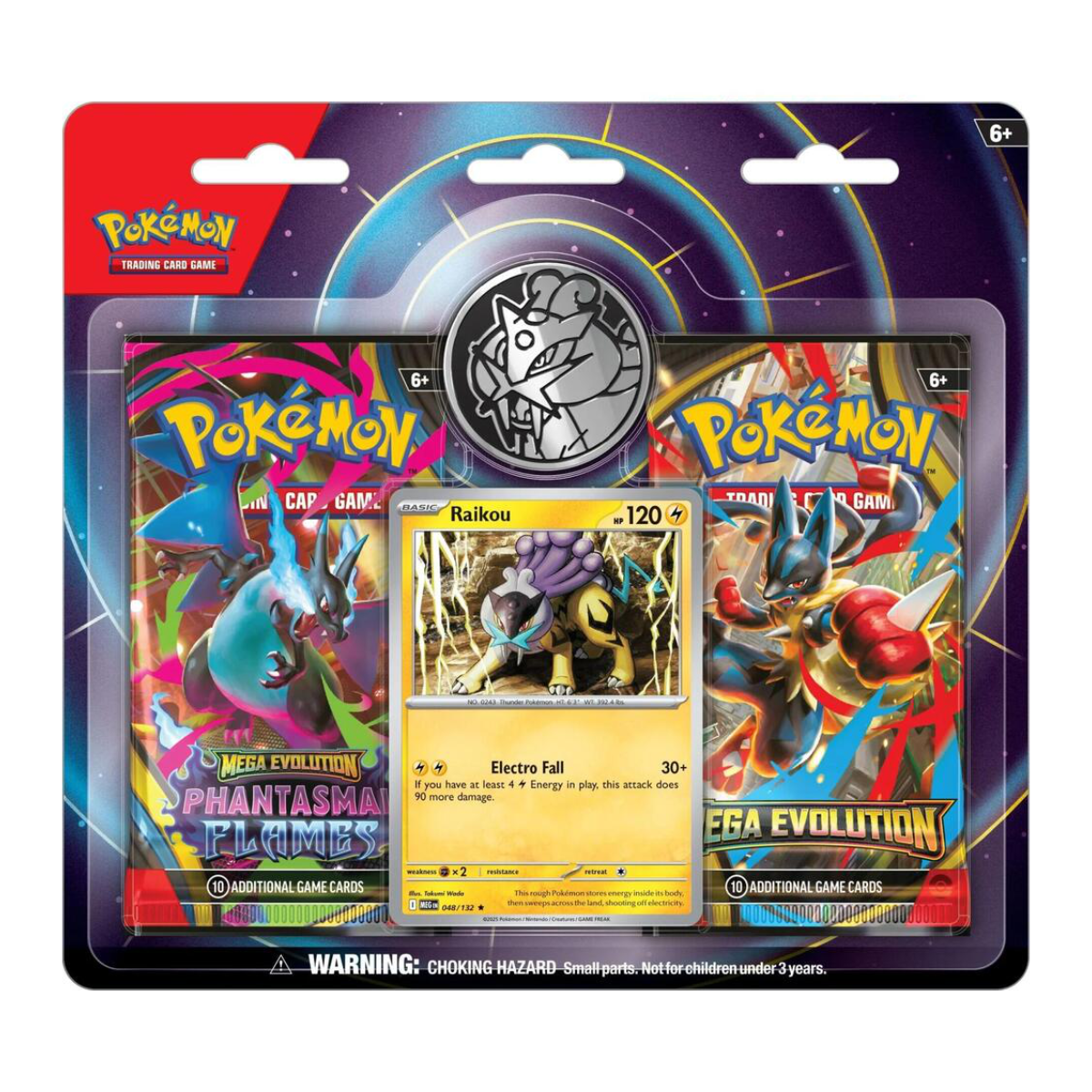 Pokemon TCG Raikou Card Coin & 2 Booster Packs