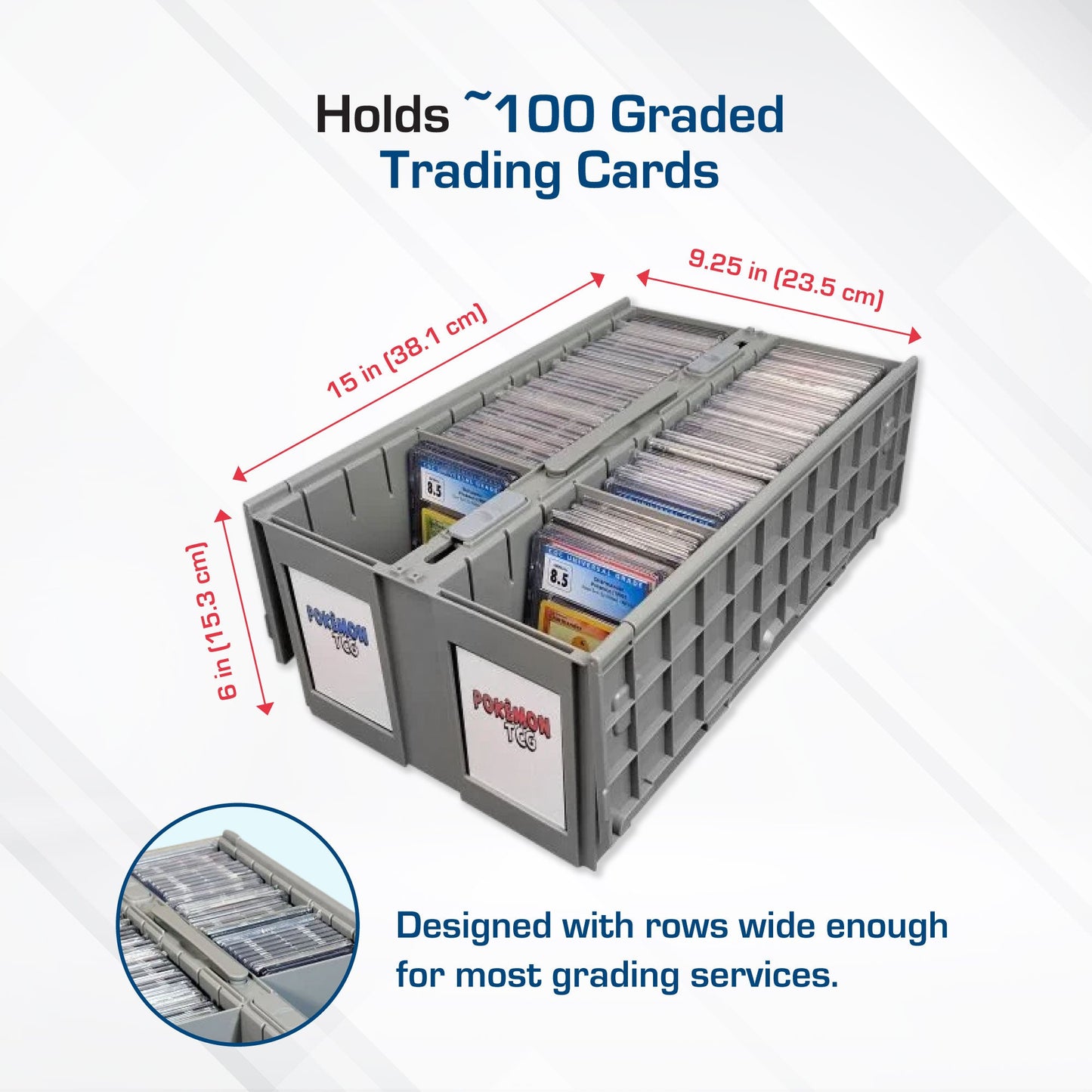 Graded Card Bin - 2 Row - Gray