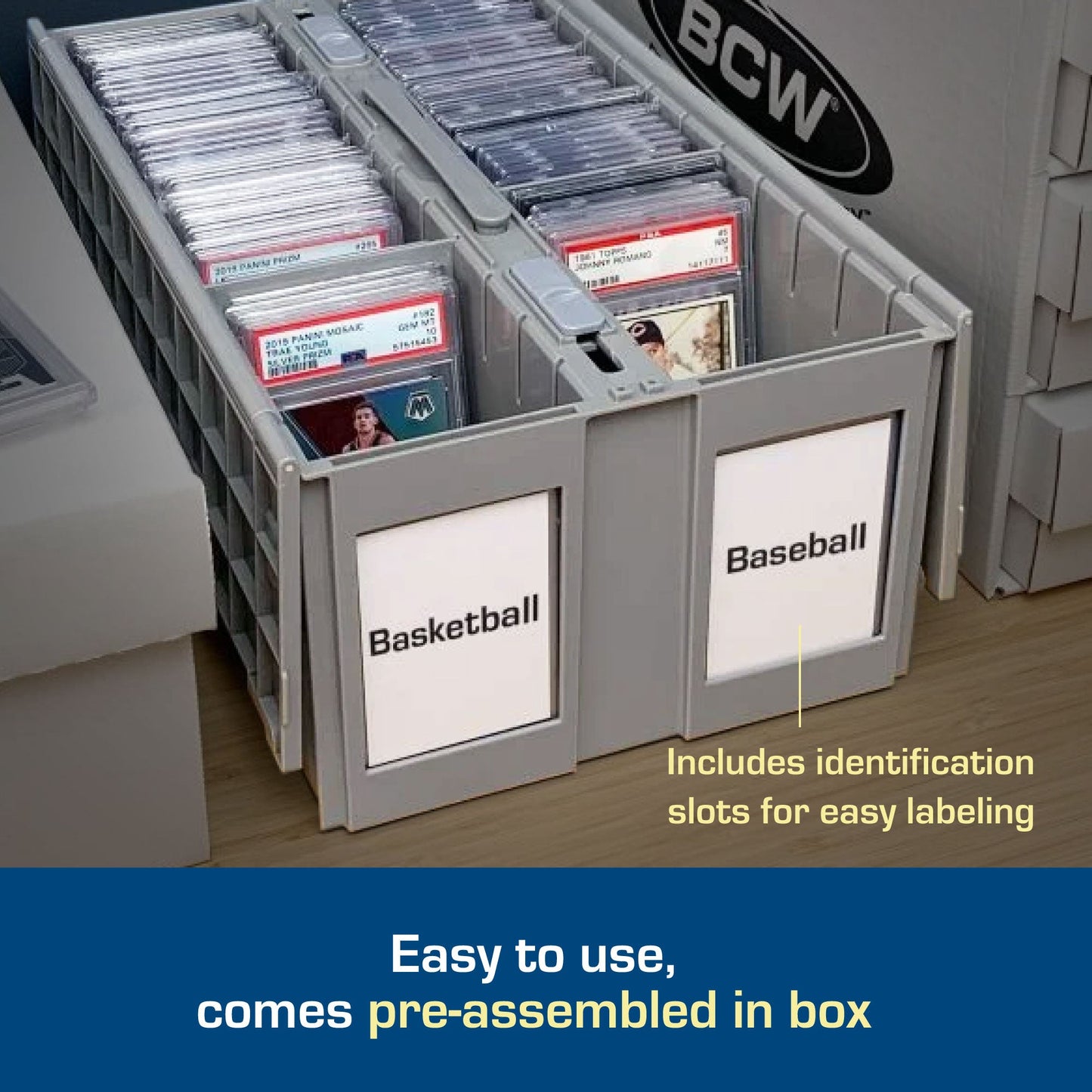 Graded Card Bin - 2 Row - Gray